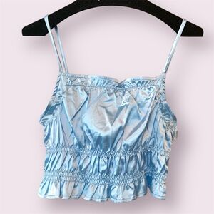 Light Blue Satin Women's Tank Top